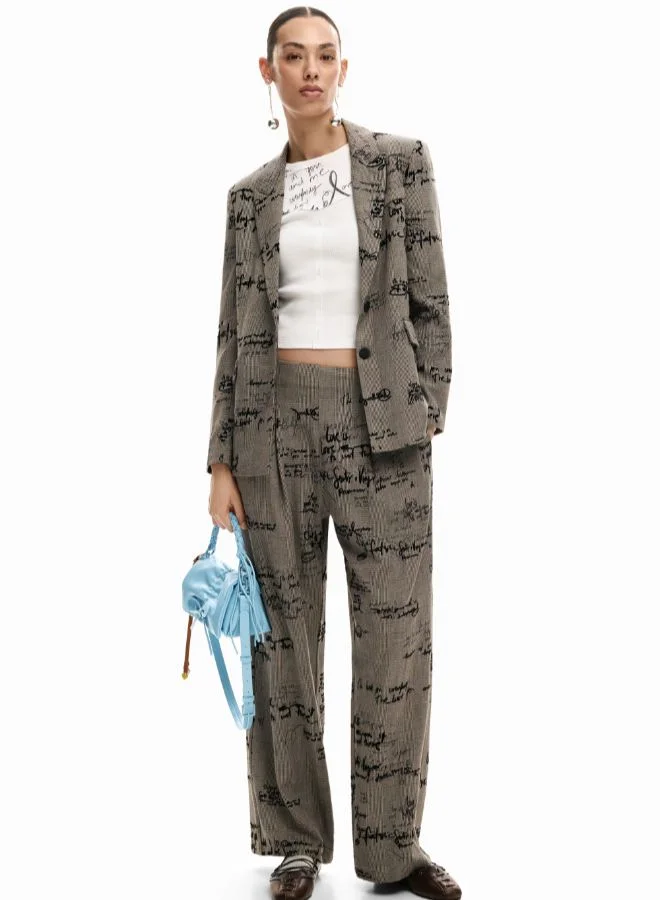 DESIGUAL Blazer With Lettering And Checks